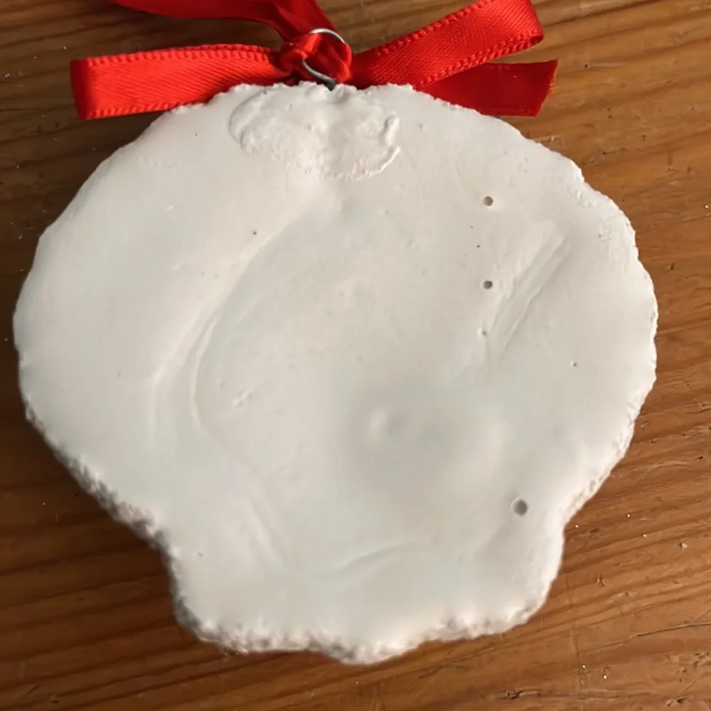 Scallop sea shell ornament. Made with sand! EUC!